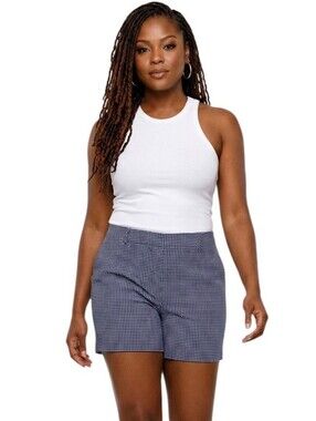 Tommy Hilfiger Blue And White Hollywood Gingham Printed Shorts Size 20W